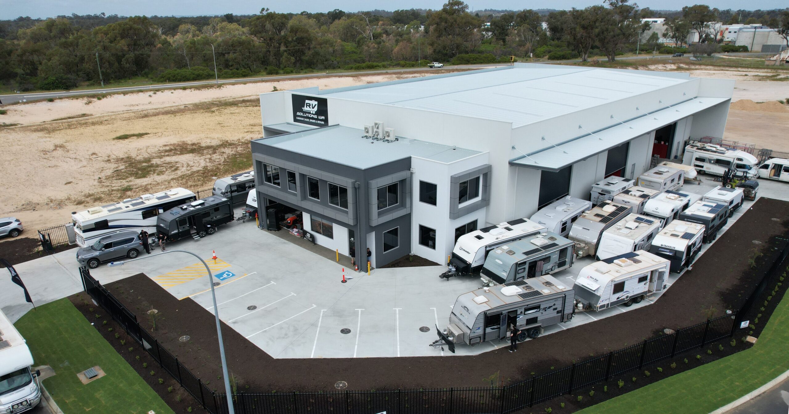 Caravans for sale in Perth at RV Solutions WA dealership yard in Rockingham” “RV Solutions WA caravan sales, service and consignment yard Western Australia